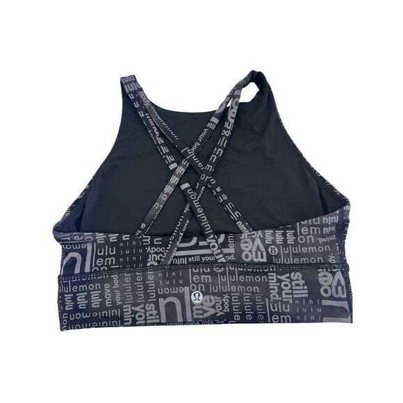 Lululemon Logo Energy Sports Bra High  Neck  Long  Line Black  sz 8 - Picture 4 of 6